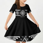Aotearoa Atua Rehua Personalised Kid Short Sleeve Dress Maori God Of Healing Taniko Motifs