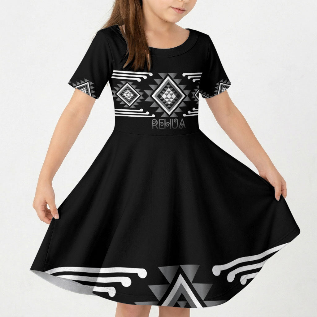 Aotearoa Atua Rehua Personalised Kid Short Sleeve Dress Maori God Of Healing Taniko Motifs