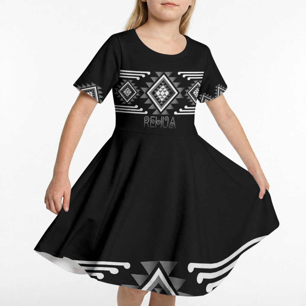 Aotearoa Atua Rehua Personalised Kid Short Sleeve Dress Maori God Of Healing Taniko Motifs