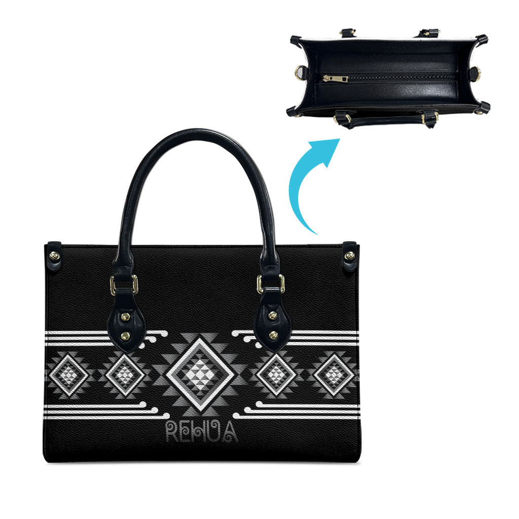 Aotearoa Atua Rehua Leather Bag Maori God Of Healing Taniko Motifs