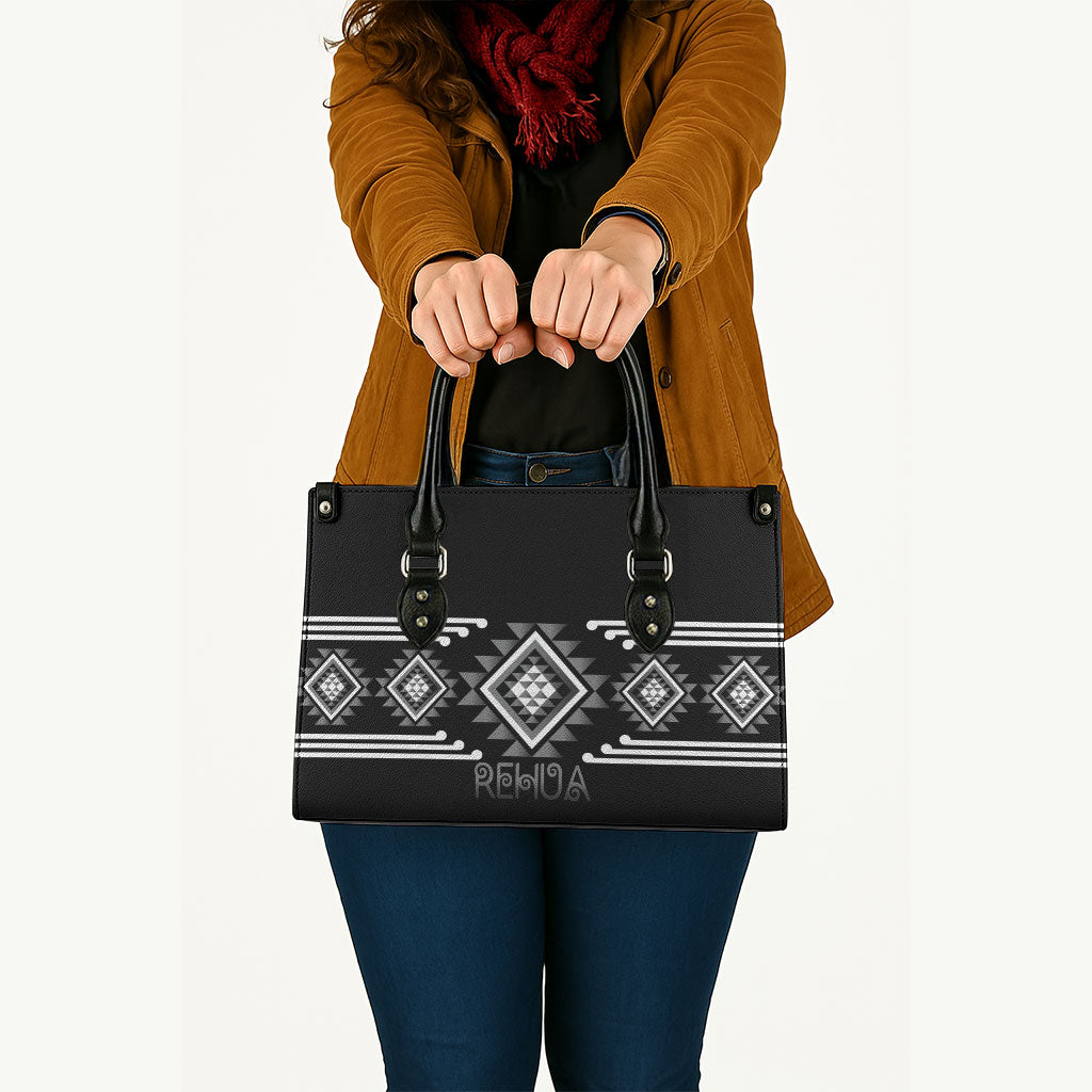 Aotearoa Atua Rehua Leather Bag Maori God Of Healing Taniko Motifs
