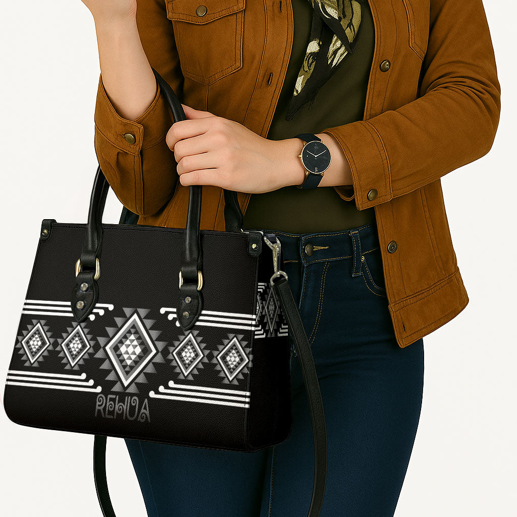 Aotearoa Atua Rehua Leather Bag Maori God Of Healing Taniko Motifs