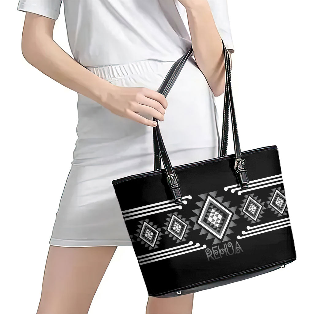 Aotearoa Atua Rehua Leather Tote Bag Maori God Of Healing Taniko Motifs