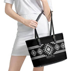 Aotearoa Atua Rehua Leather Tote Bag Maori God Of Healing Taniko Motifs
