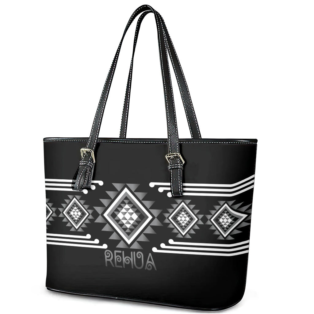 Aotearoa Atua Rehua Leather Tote Bag Maori God Of Healing Taniko Motifs