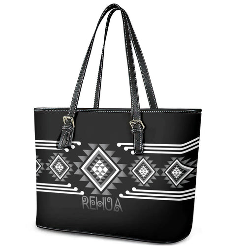 Aotearoa Atua Rehua Leather Tote Bag Maori God Of Healing Taniko Motifs