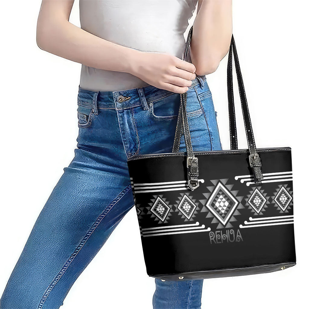 Aotearoa Atua Rehua Leather Tote Bag Maori God Of Healing Taniko Motifs