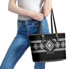 Aotearoa Atua Rehua Leather Tote Bag Maori God Of Healing Taniko Motifs