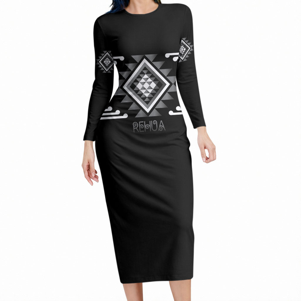Aotearoa Atua Rehua Personalised Long Sleeve Bodycon Dress Maori God Of Healing Taniko Motifs