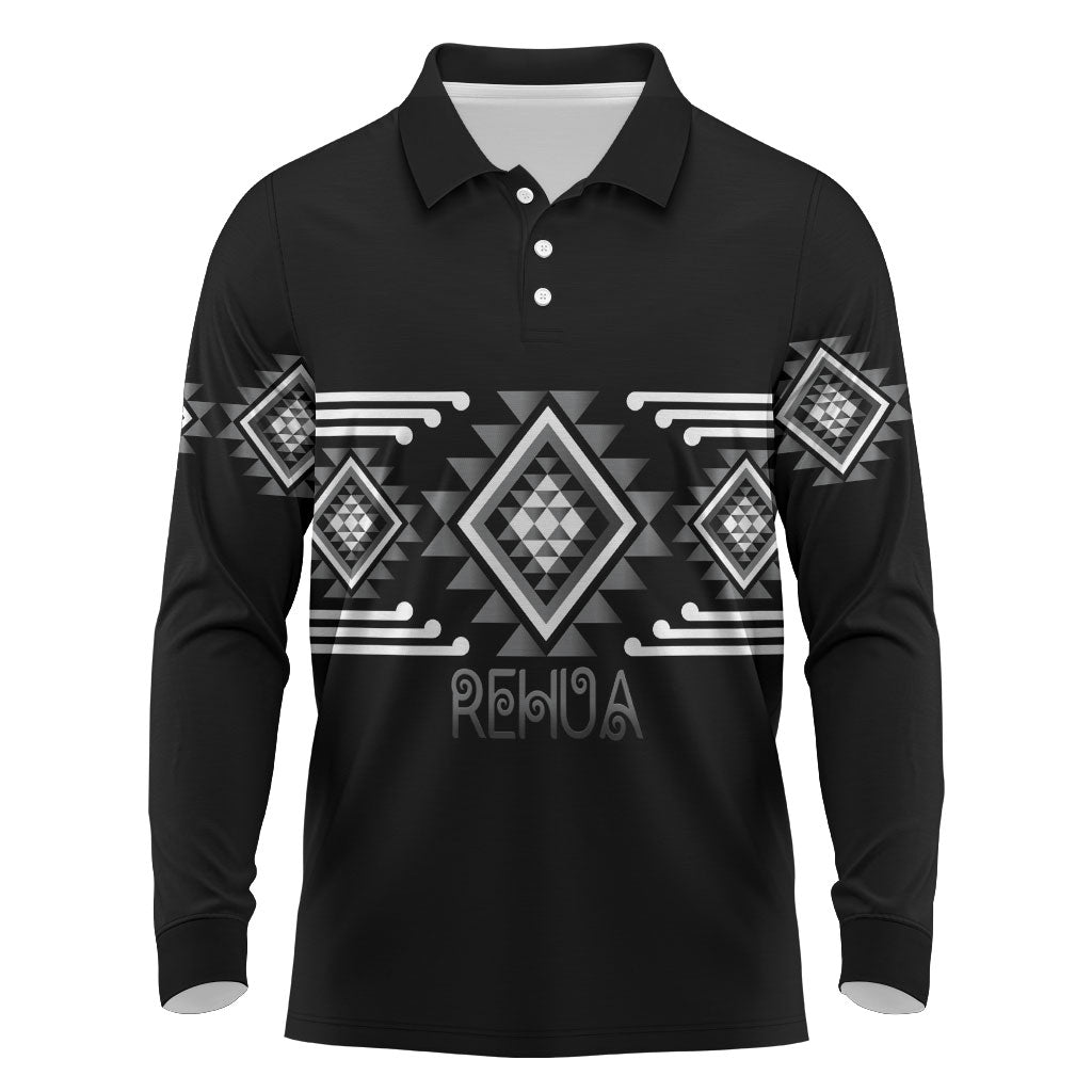 Aotearoa Atua Rehua Personalised Long Sleeve Polo Shirt Maori God Of Healing Taniko Motifs
