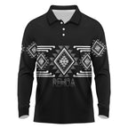 Aotearoa Atua Rehua Personalised Long Sleeve Polo Shirt Maori God Of Healing Taniko Motifs