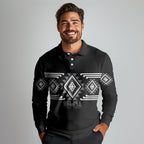 Aotearoa Atua Rehua Personalised Long Sleeve Polo Shirt Maori God Of Healing Taniko Motifs