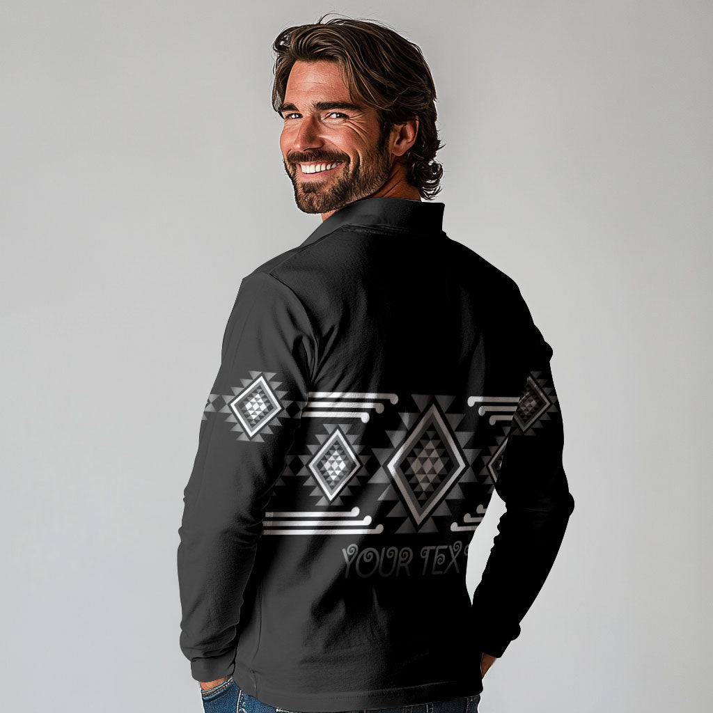 Aotearoa Atua Rehua Personalised Long Sleeve Polo Shirt Maori God Of Healing Taniko Motifs