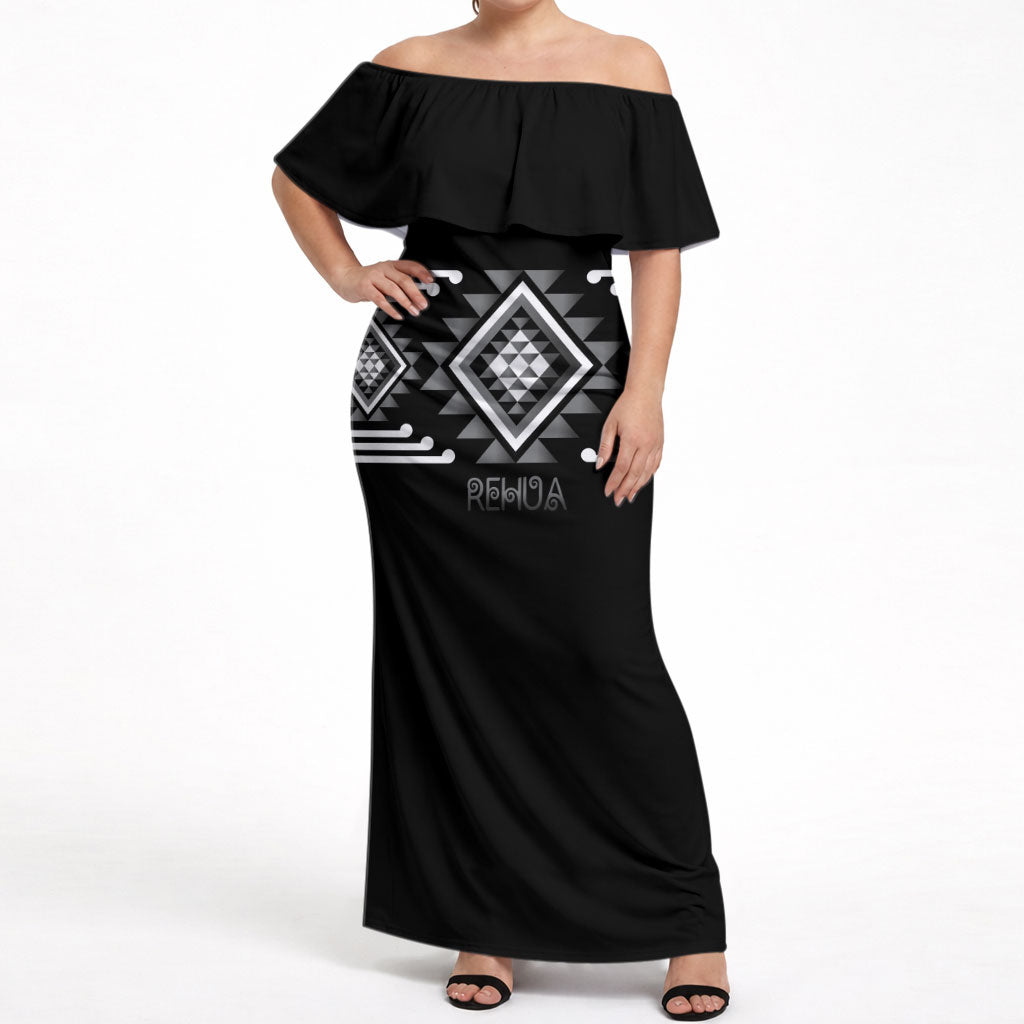 Aotearoa Atua Rehua Personalised Off Shoulder Maxi Dress Maori God Of Healing Taniko Motifs
