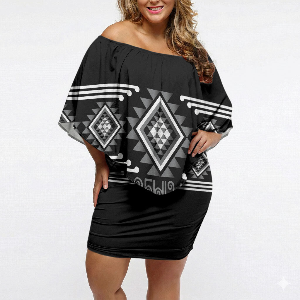 Aotearoa Atua Rehua Personalised Off Shoulder Short Dress Maori God Of Healing Taniko Motifs