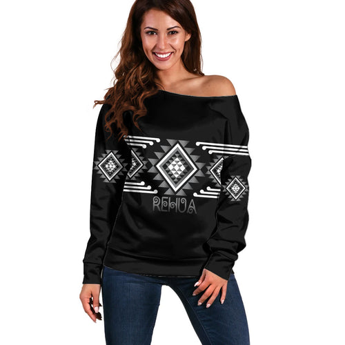 Aotearoa Atua Rehua Personalised Off Shoulder Sweater Maori God Of Healing Taniko Motifs