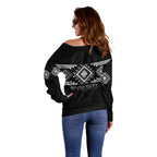 Aotearoa Atua Rehua Personalised Off Shoulder Sweater Maori God Of Healing Taniko Motifs