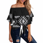 Aotearoa Atua Rehua Personalised Off Shoulder Wrap Waist Top Maori God Of Healing Taniko Motifs
