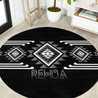 Aotearoa Atua Rehua Round Carpet Maori God Of Healing Taniko Motifs