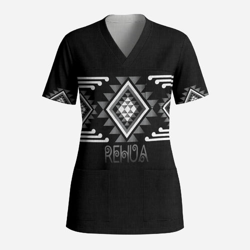 Aotearoa Atua Rehua Personalised Scrub Top Maori God Of Healing Taniko Motifs