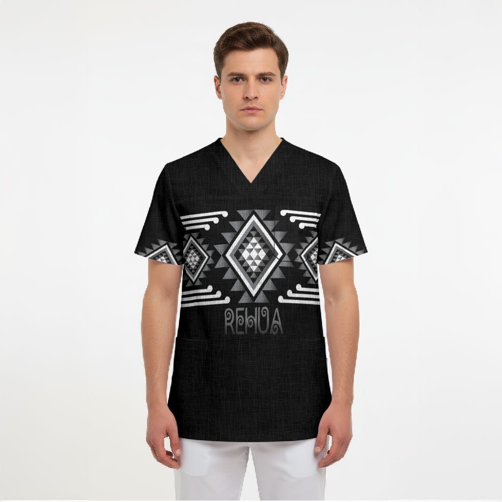 Aotearoa Atua Rehua Personalised Scrub Top Maori God Of Healing Taniko Motifs