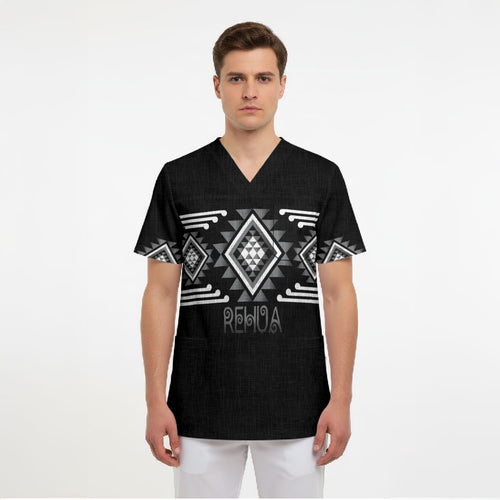 Aotearoa Atua Rehua Personalised Scrub Top Maori God Of Healing Taniko Motifs