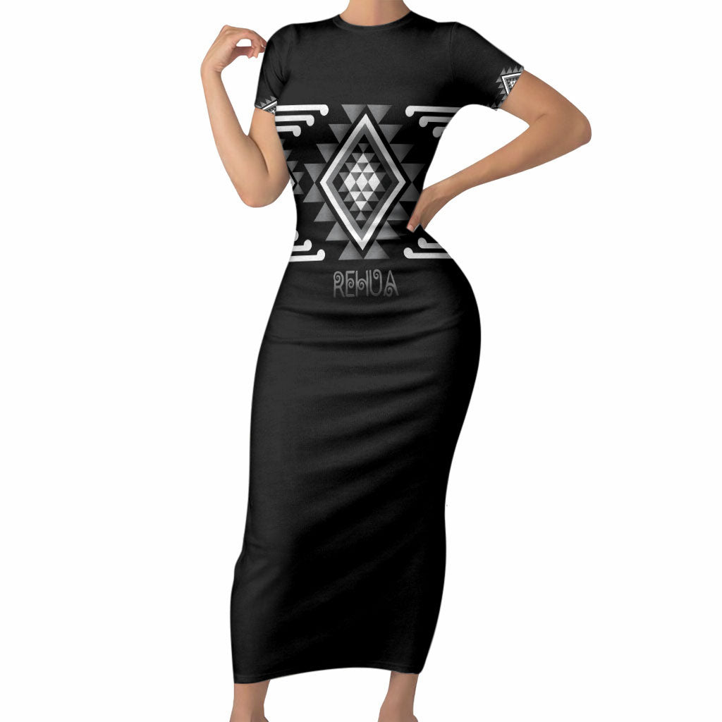 Aotearoa Atua Rehua Personalised Short Sleeve Bodycon Dress Maori God Of Healing Taniko Motifs
