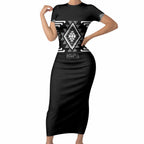 Aotearoa Atua Rehua Personalised Short Sleeve Bodycon Dress Maori God Of Healing Taniko Motifs