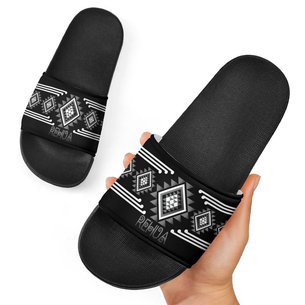 Aotearoa Atua Rehua Slide Sandals Maori God Of Healing Taniko Motifs