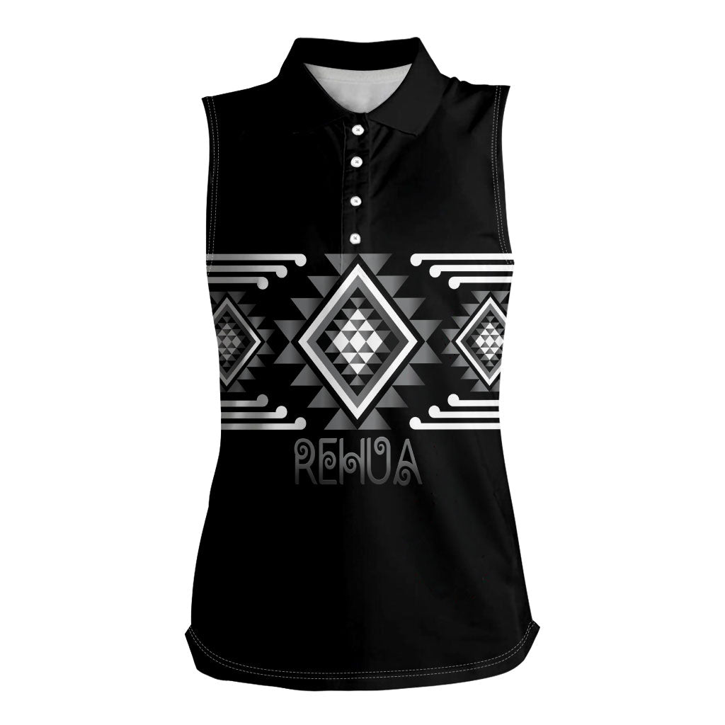 Aotearoa Atua Rehua Personalised Women Sleeveless Polo Shirt Maori God Of Healing Taniko Motifs