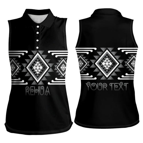Aotearoa Atua Rehua Personalised Women Sleeveless Polo Shirt Maori God Of Healing Taniko Motifs