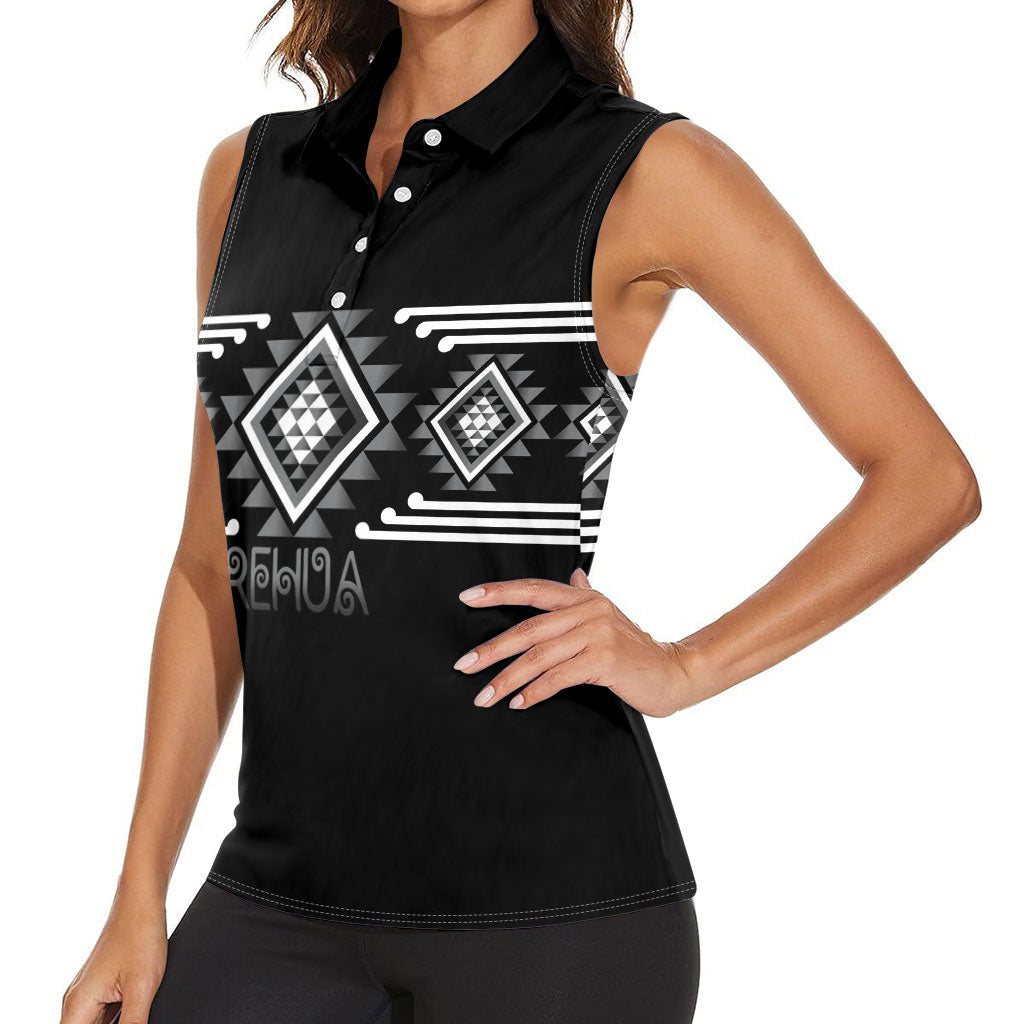 Aotearoa Atua Rehua Personalised Women Sleeveless Polo Shirt Maori God Of Healing Taniko Motifs