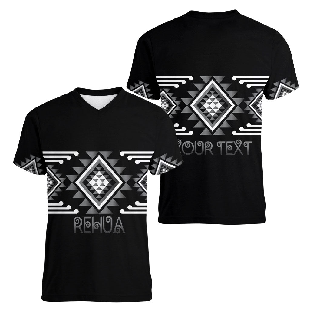 Aotearoa Atua Rehua Personalised Women V-Neck T-Shirt Maori God Of Healing Taniko Motifs
