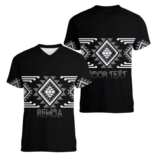 Aotearoa Atua Rehua Personalised Women V-Neck T-Shirt Maori God Of Healing Taniko Motifs