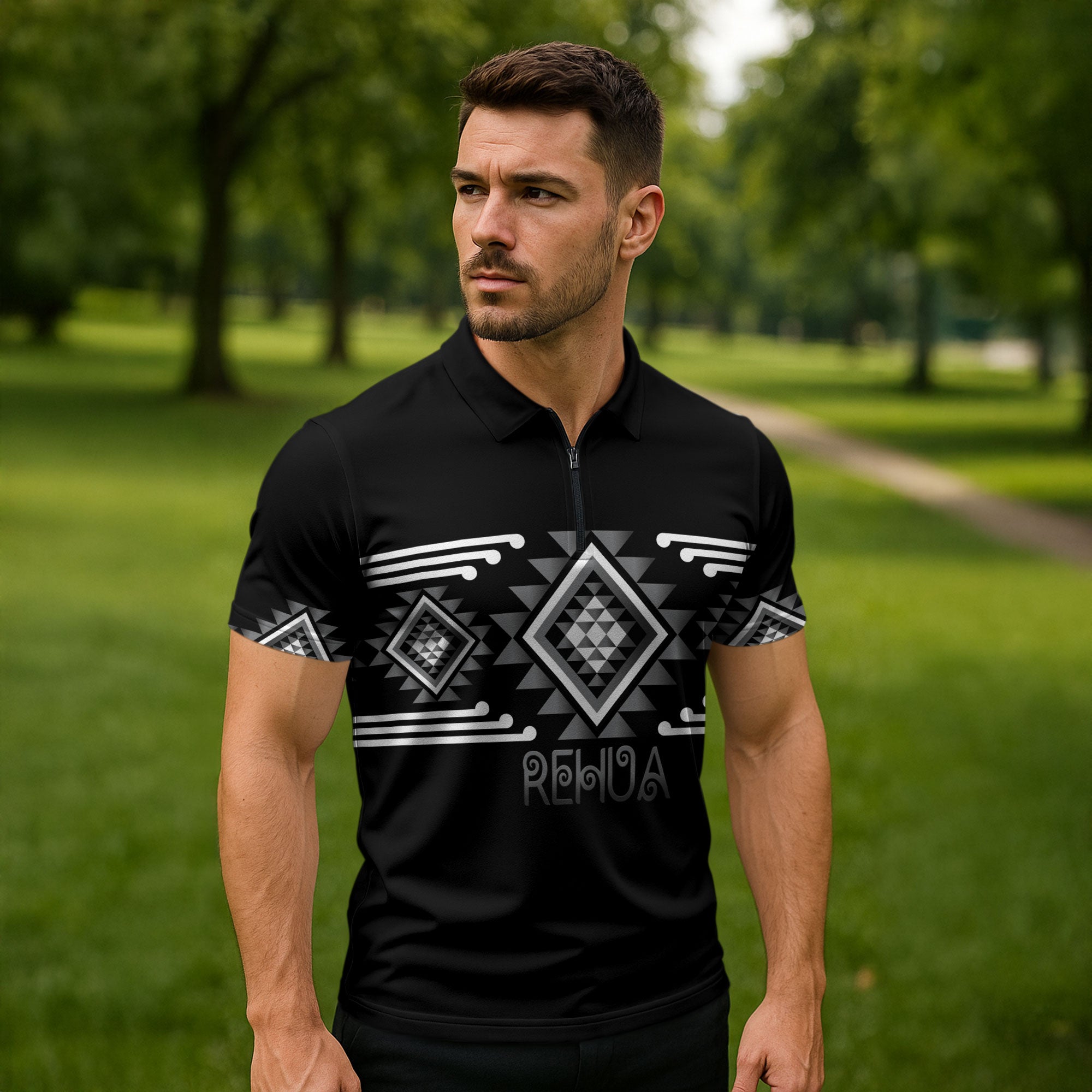 Aotearoa Atua Rehua Personalised Zipper Polo Shirt Maori God Of Healing Taniko Motifs