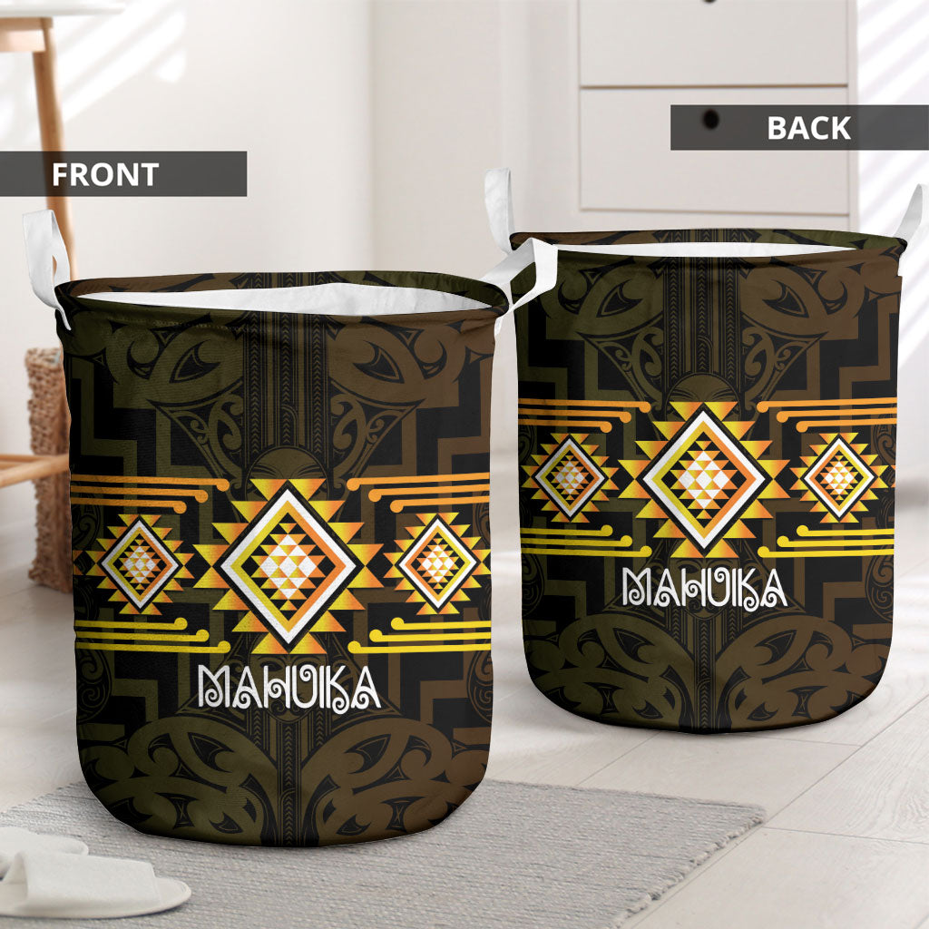 Aotearoa Atua Mahuika Laundry Basket Maori Goddess Of Fire Taniko Motifs