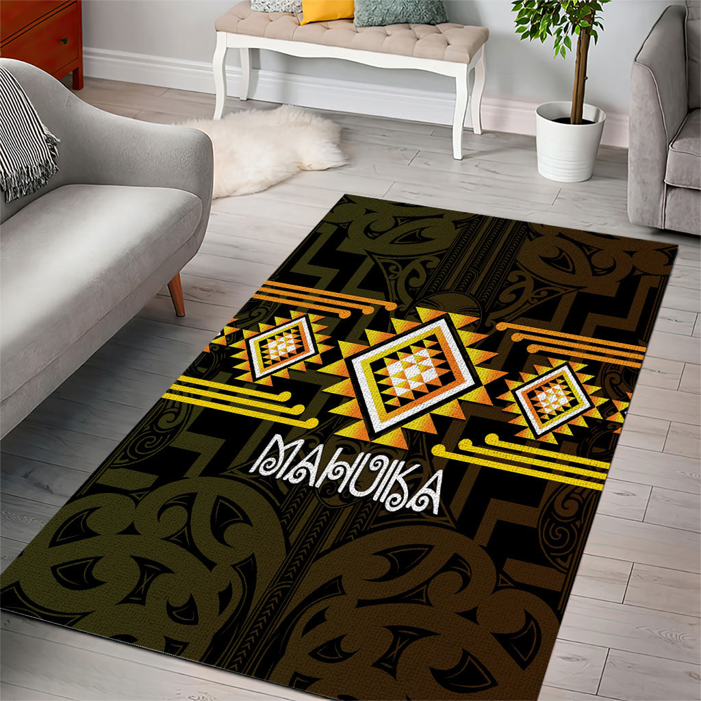 Aotearoa Atua Mahuika Area Rug Maori Goddess Of Fire Taniko Motifs