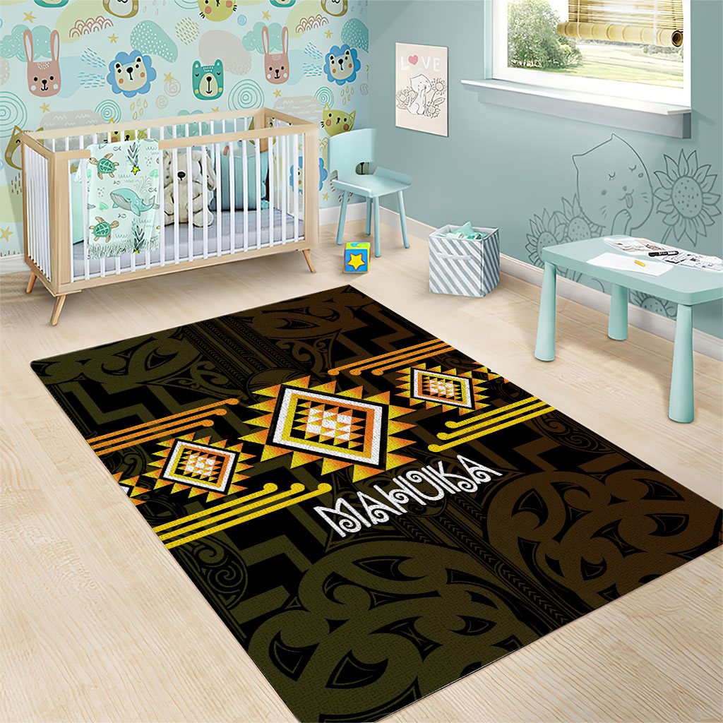 Aotearoa Atua Mahuika Area Rug Maori Goddess Of Fire Taniko Motifs