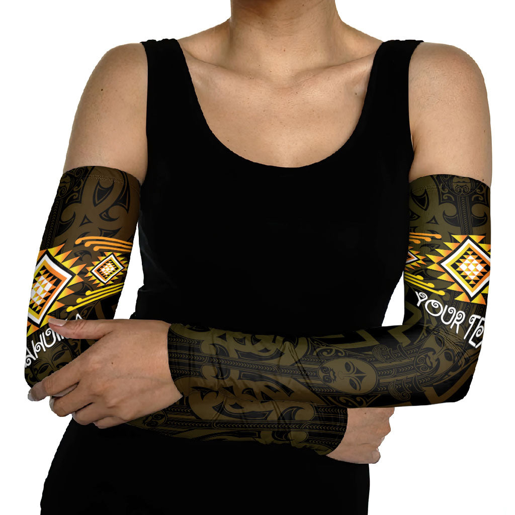 Aotearoa Atua Mahuika Personalised Arm Sleeves Maori Goddess Of Fire Taniko Motifs