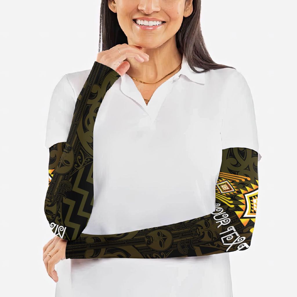 Aotearoa Atua Mahuika Personalised Arm Sleeves Maori Goddess Of Fire Taniko Motifs