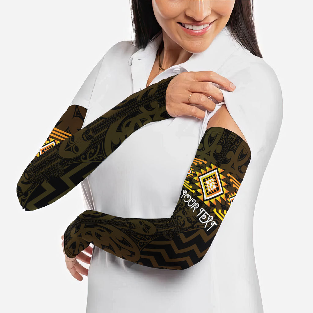 Aotearoa Atua Mahuika Personalised Arm Sleeves Maori Goddess Of Fire Taniko Motifs