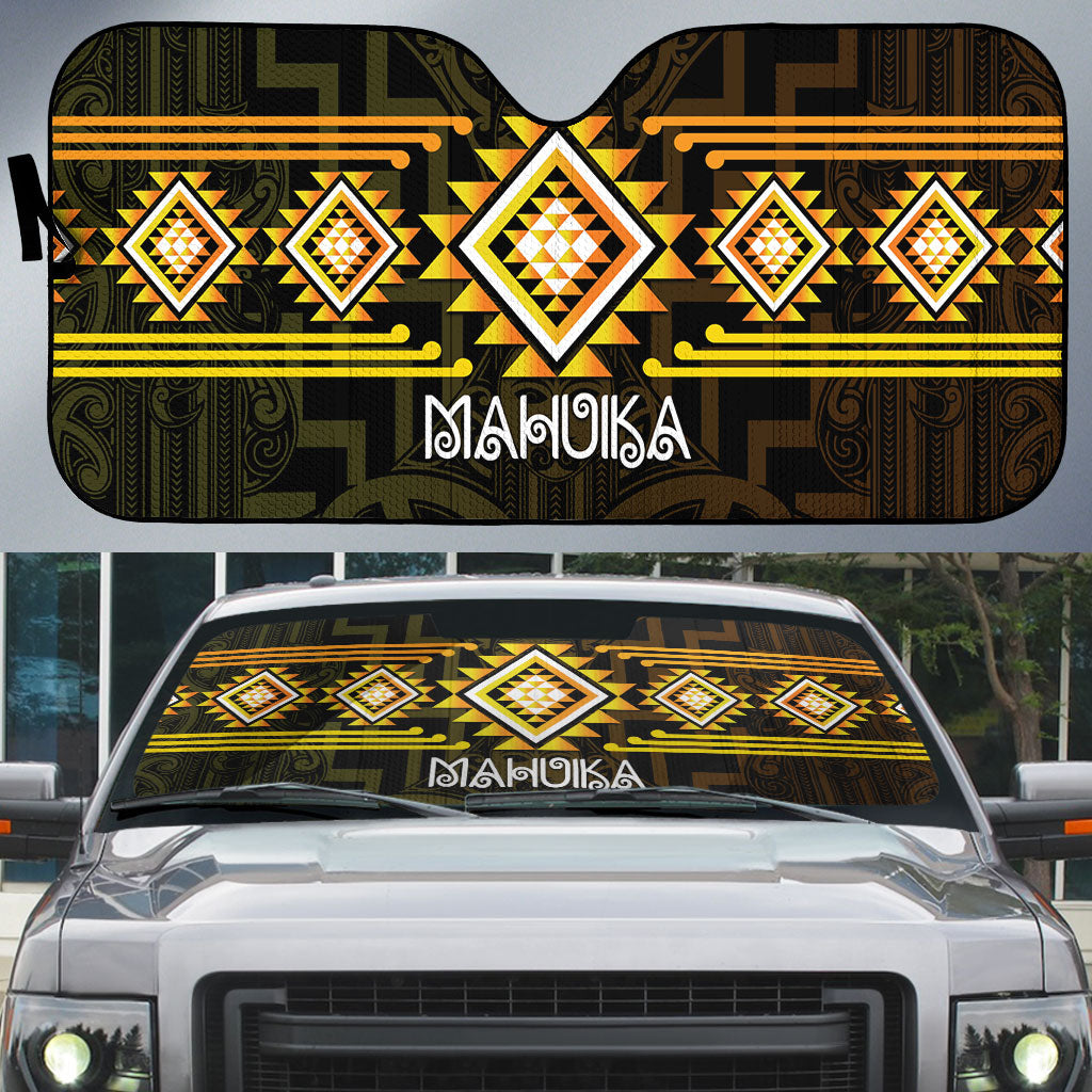 Aotearoa Atua Mahuika Auto Sun Shade Maori Goddess Of Fire Taniko Motifs