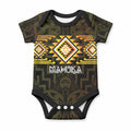Aotearoa Atua Mahuika Personalised Baby Onesie Maori Goddess Of Fire Taniko Motifs