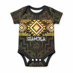 Aotearoa Atua Mahuika Personalised Baby Onesie Maori Goddess Of Fire Taniko Motifs