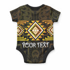 Aotearoa Atua Mahuika Personalised Baby Onesie Maori Goddess Of Fire Taniko Motifs