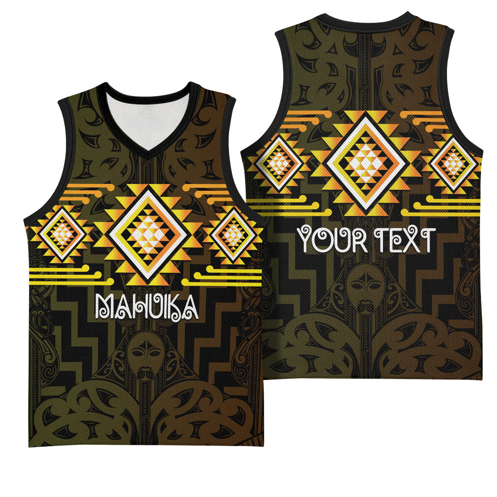 Aotearoa Atua Mahuika Personalised Basketball Jersey Maori Goddess Of Fire Taniko Motifs
