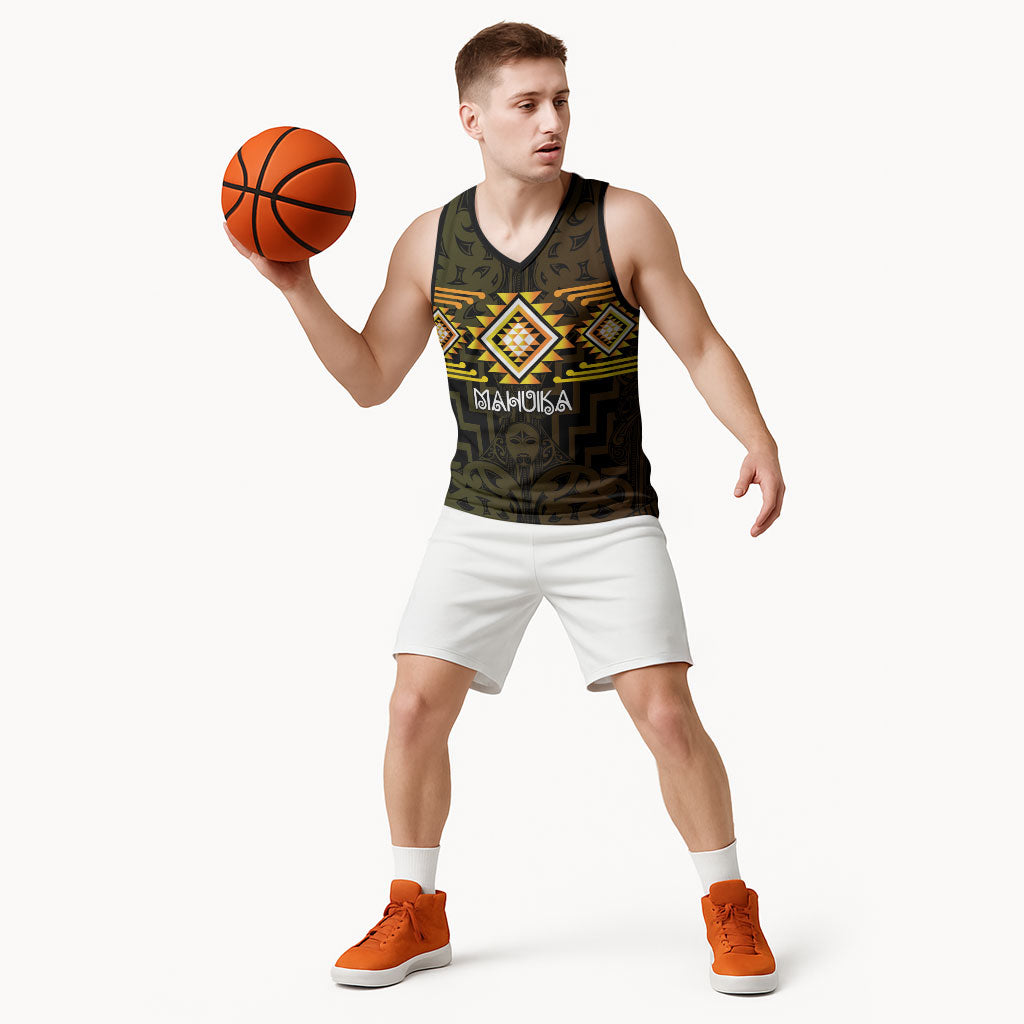 Aotearoa Atua Mahuika Personalised Basketball Jersey Maori Goddess Of Fire Taniko Motifs