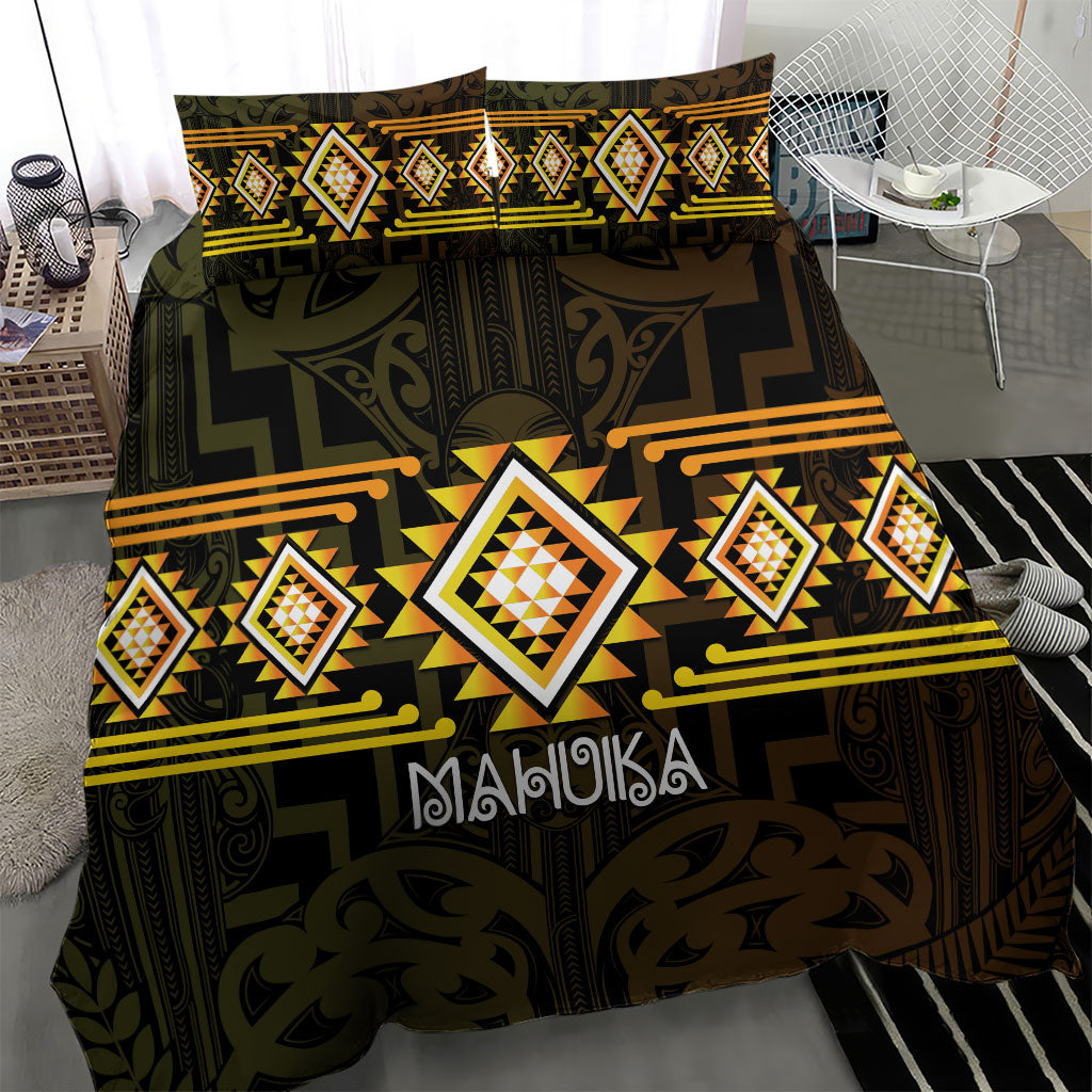 Aotearoa Atua Mahuika Bedding Set Maori Goddess Of Fire Taniko Motifs