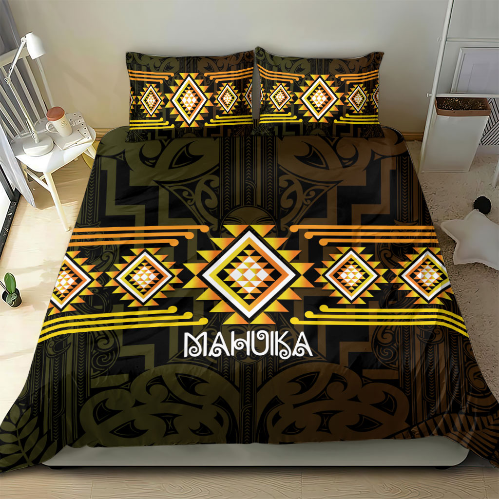 Aotearoa Atua Mahuika Bedding Set Maori Goddess Of Fire Taniko Motifs