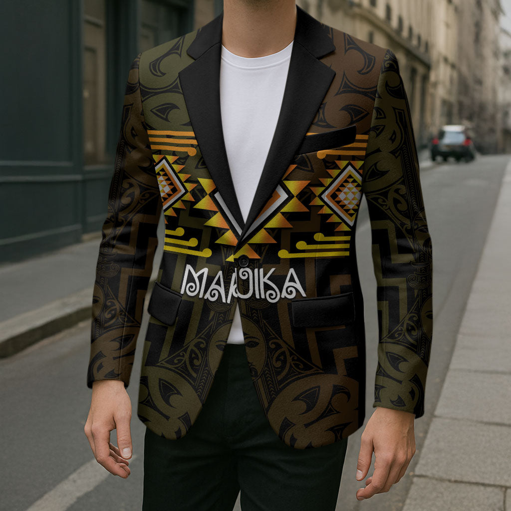Aotearoa Atua Mahuika Personalised Blazer Maori Goddess Of Fire Taniko Motifs